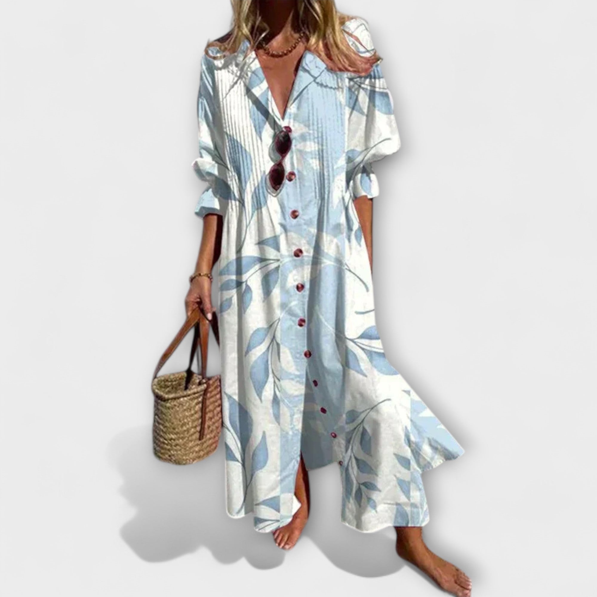 Abstract Floral Print Tiered Maxi Dress