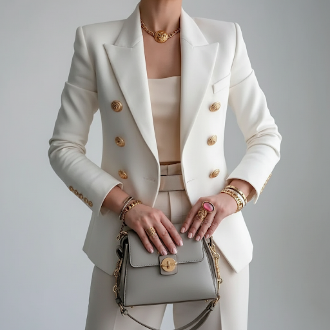 Kayla - Women's Double-Breasted Gold Button Blazer