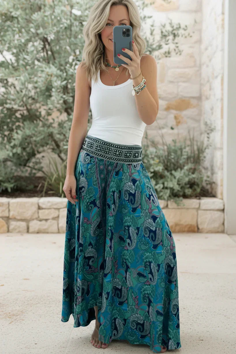 Layla Paisley Wide-Leg Pants - View 5