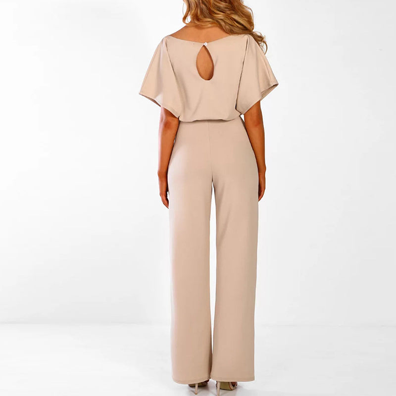 Susanne - Women's Jumpsuit with Belt and Wide Leg