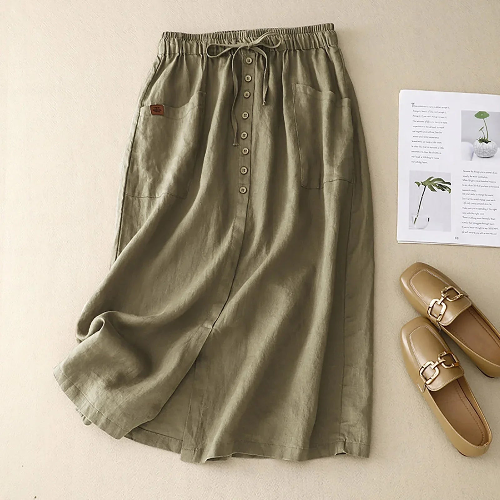 Adeline A-Line Linen Skirt