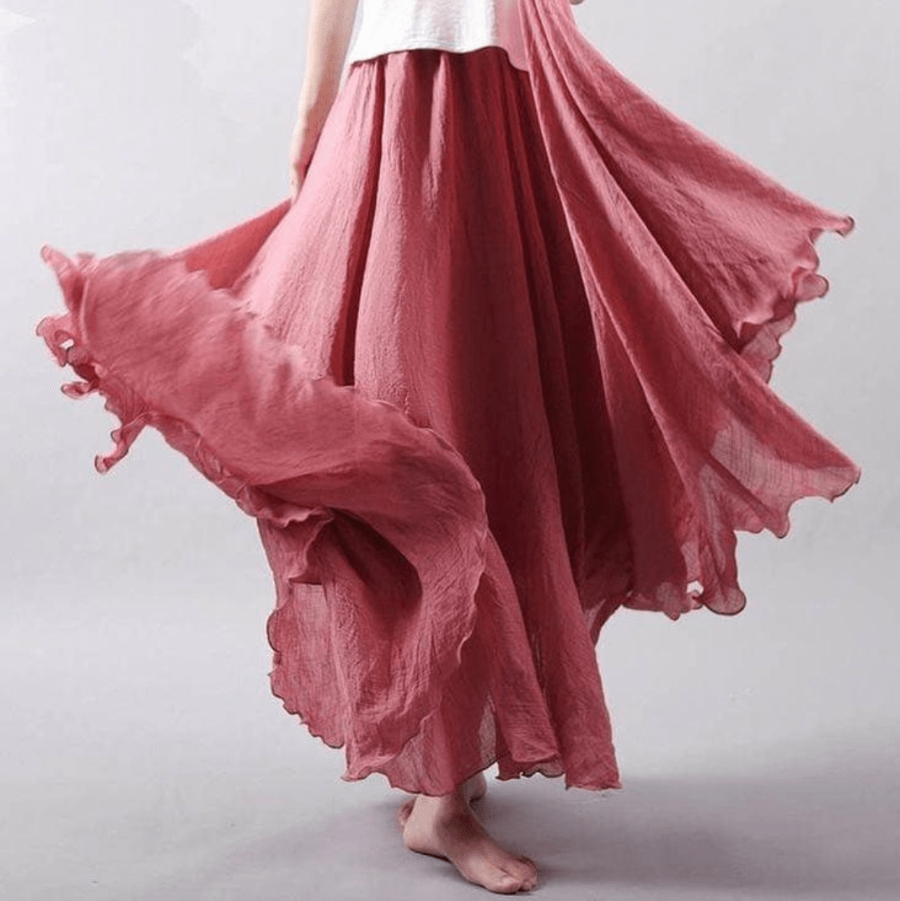 Bohemian Linen Maxi Skirt