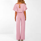 Susanne - Women's Jumpsuit with Belt and Wide Leg