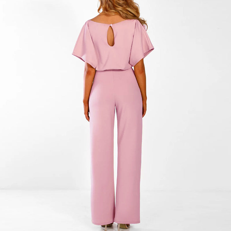 Susanne - Women's Jumpsuit with Belt and Wide Leg