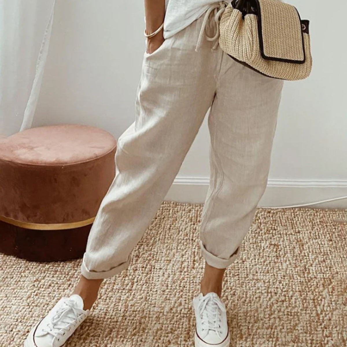 Relaxed Cropped Pocket Pants