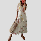 Boho Chic Floral V-Neck Maxi Dress – Perfect for Warm Days