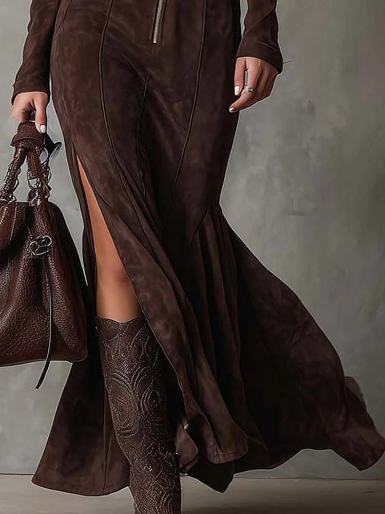 NOREVA - Stylish Tailored Dress in Suede Look