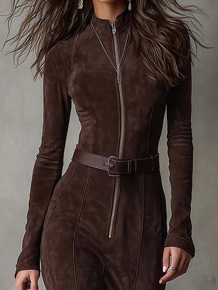 NOREVA - Stylish Tailored Dress in Suede Look