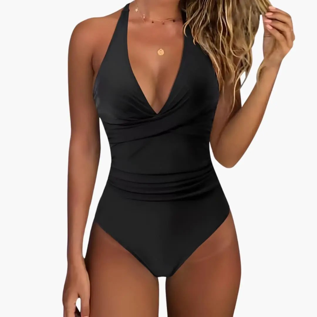 Women’s Halter One-Piece Swimsuit with High-Cut Leg