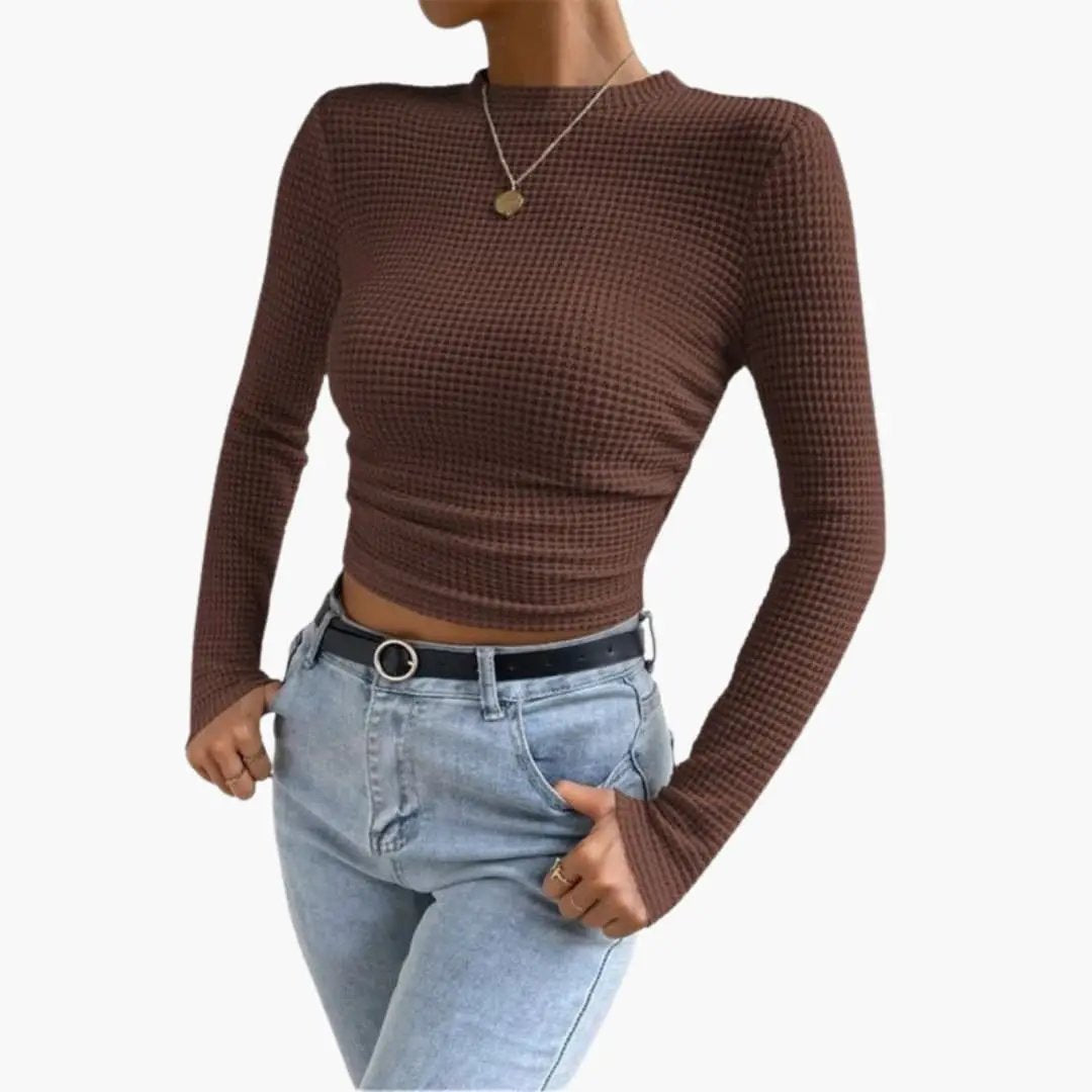 Women's Ribbed Long Sleeve Crop Top