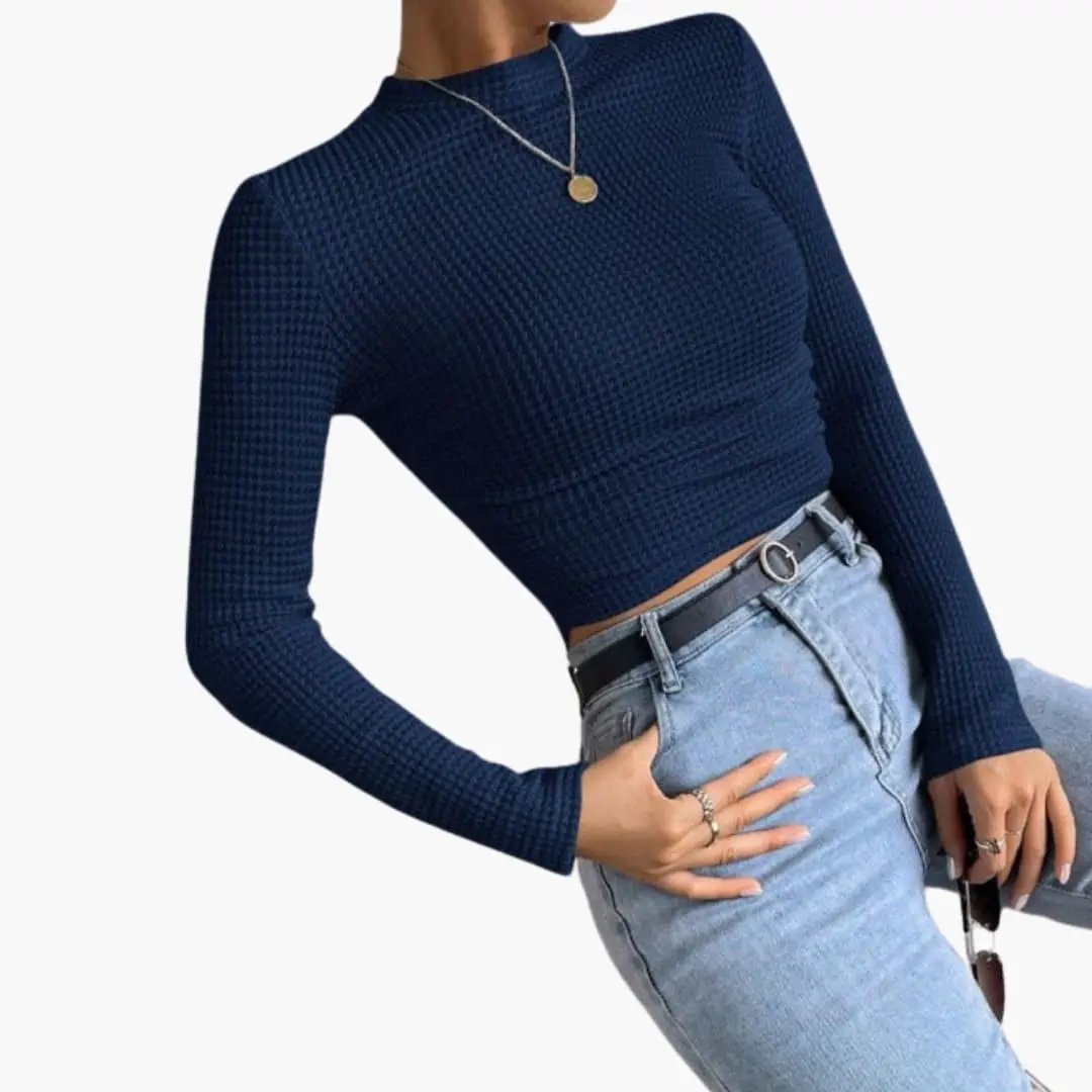 Women's Ribbed Long Sleeve Crop Top
