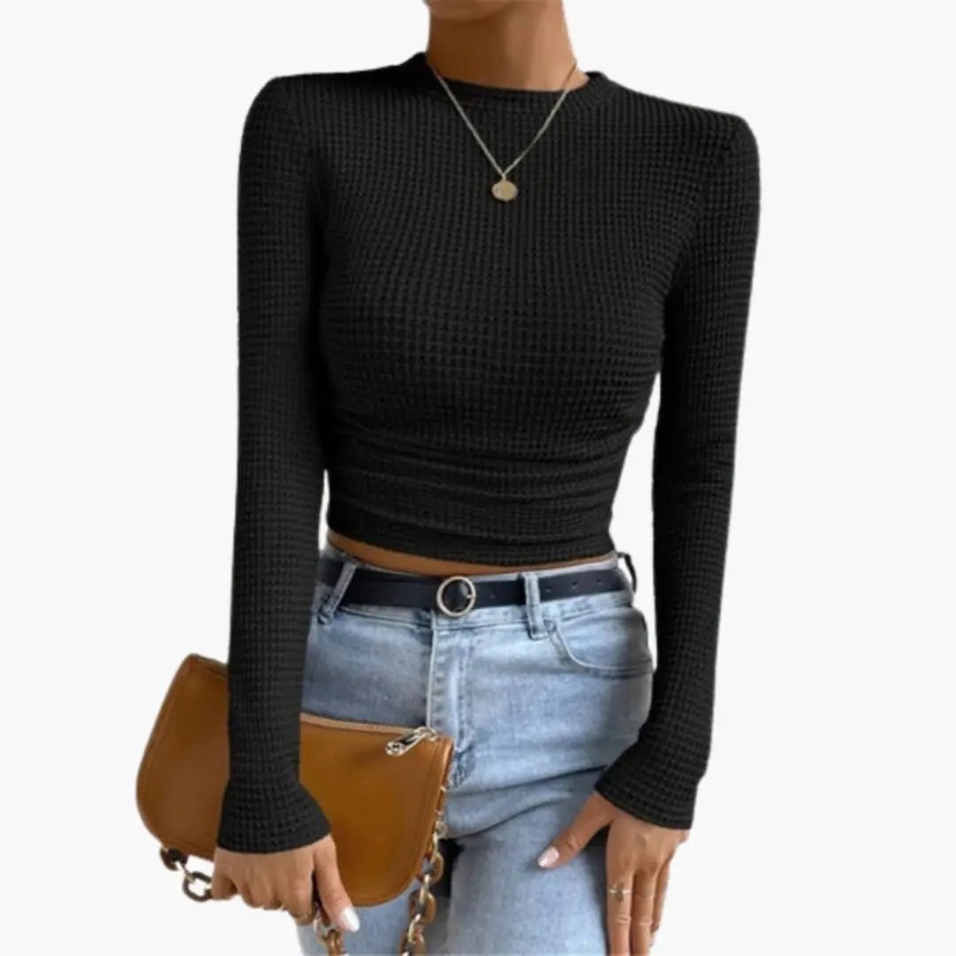 Women's Ribbed Long Sleeve Crop Top