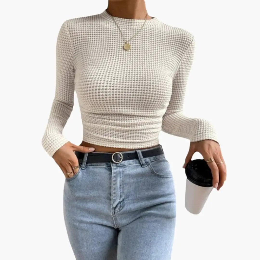 Women's Ribbed Long Sleeve Crop Top