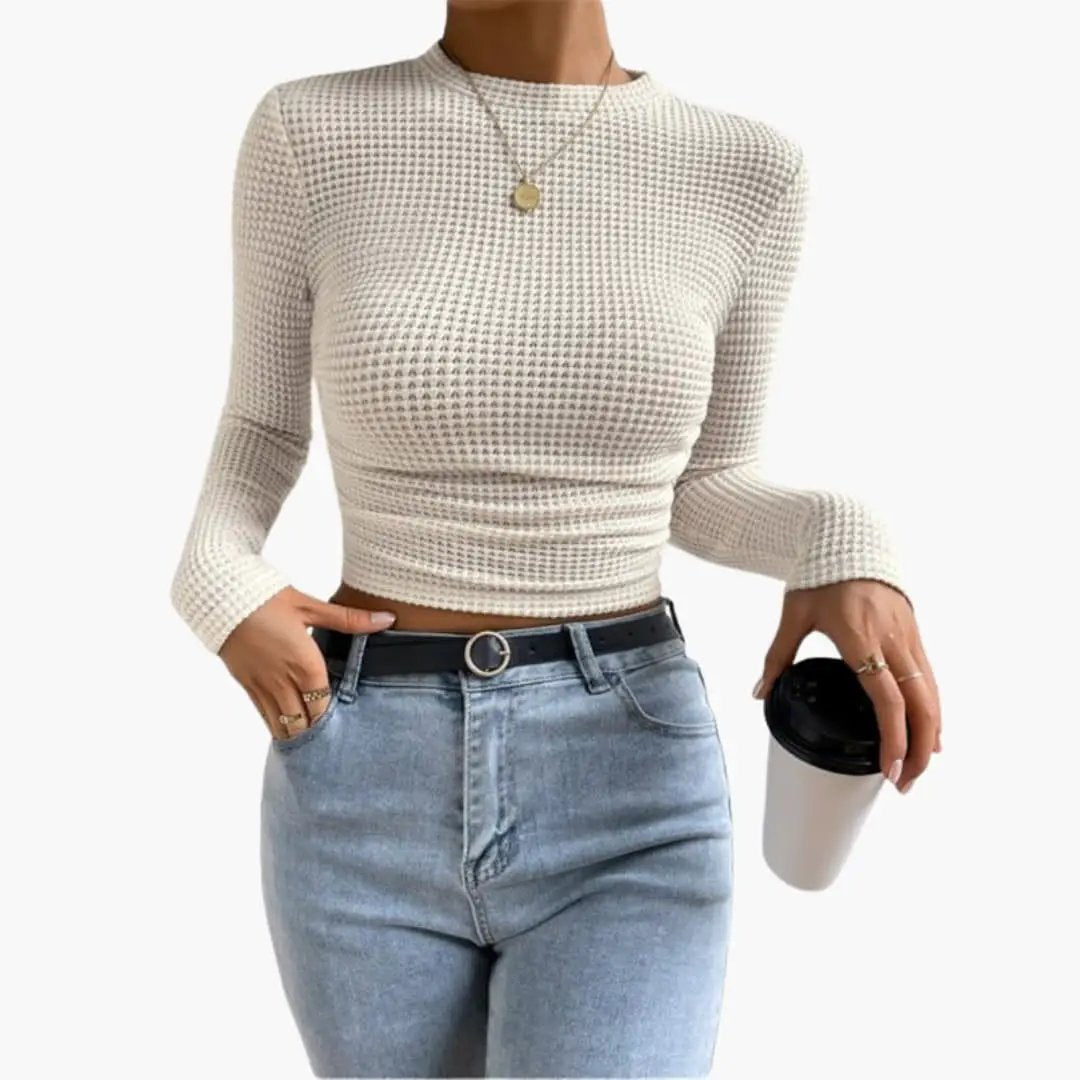 Women's Ribbed Long Sleeve Crop Top