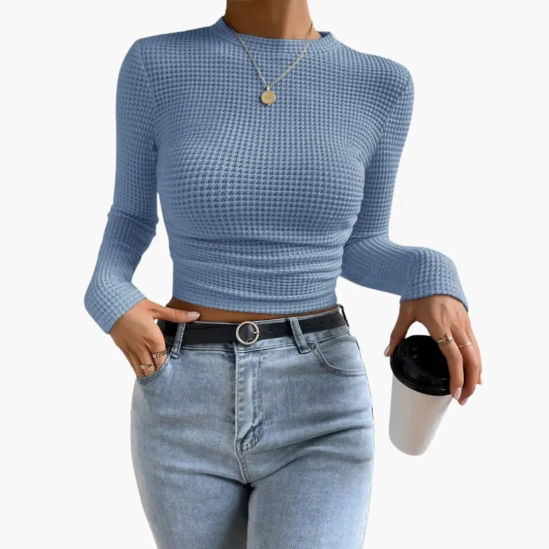 Women's Ribbed Long Sleeve Crop Top