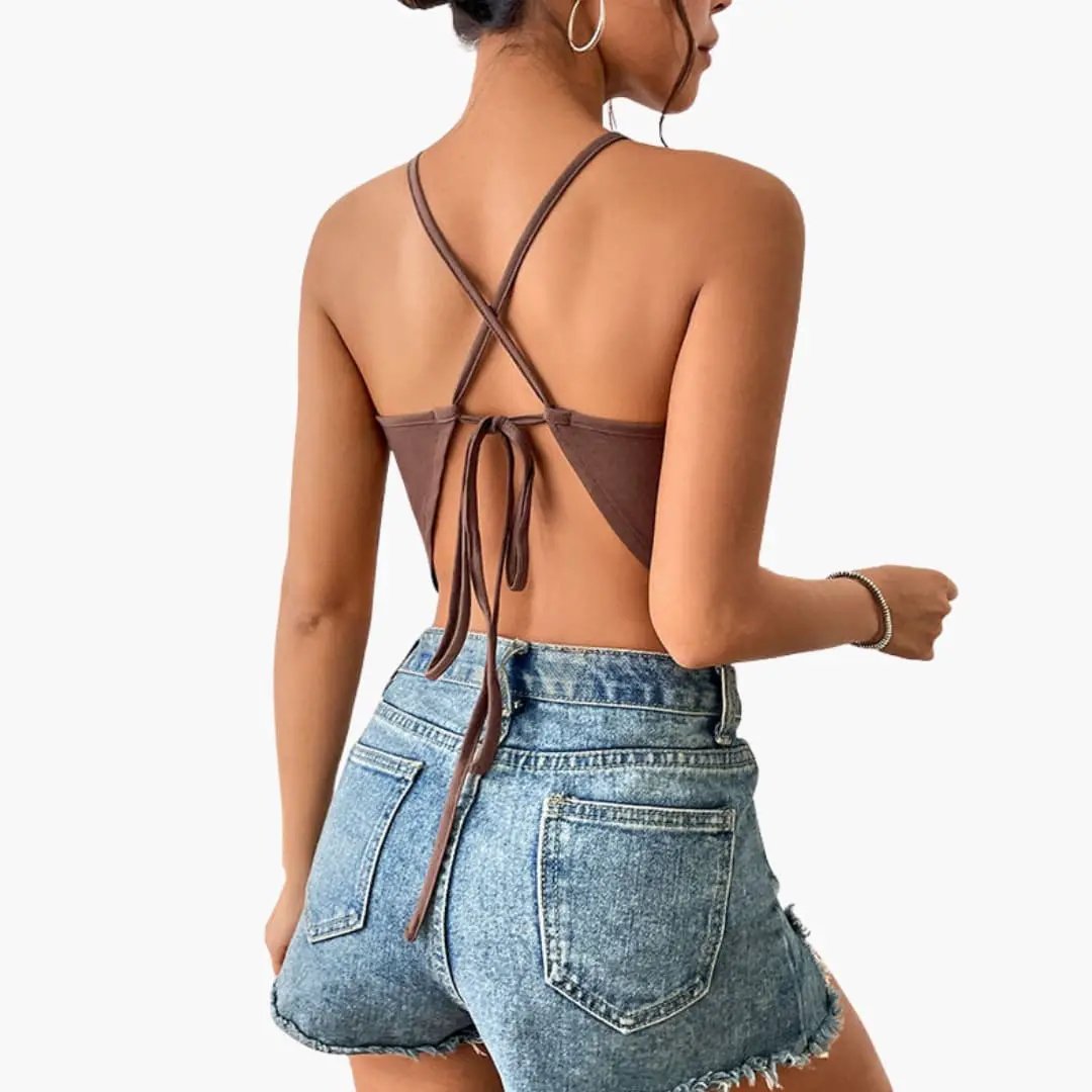Women's Sleeveless Crop Top with Front Slit