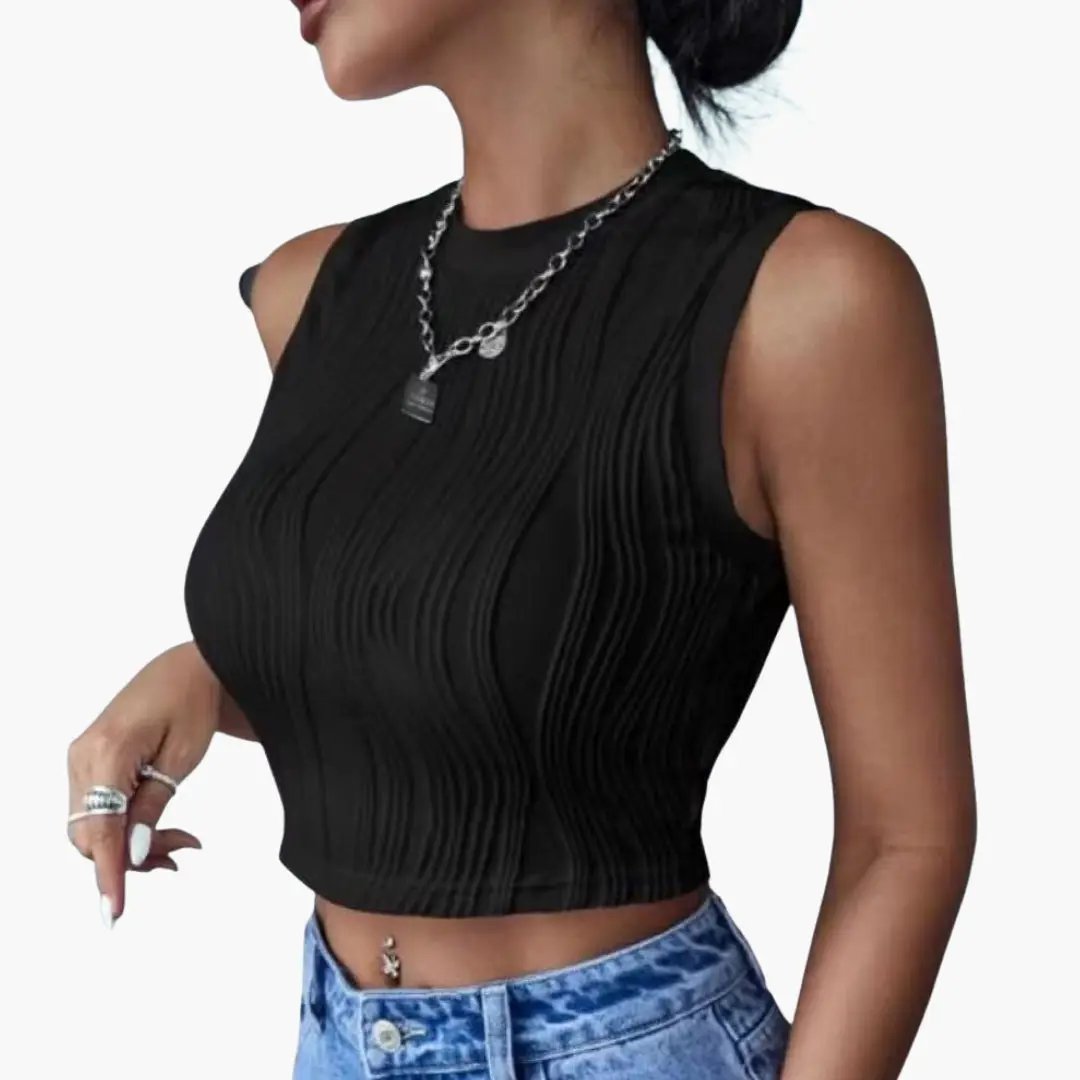 Women's Sleeveless Textured Crop Top