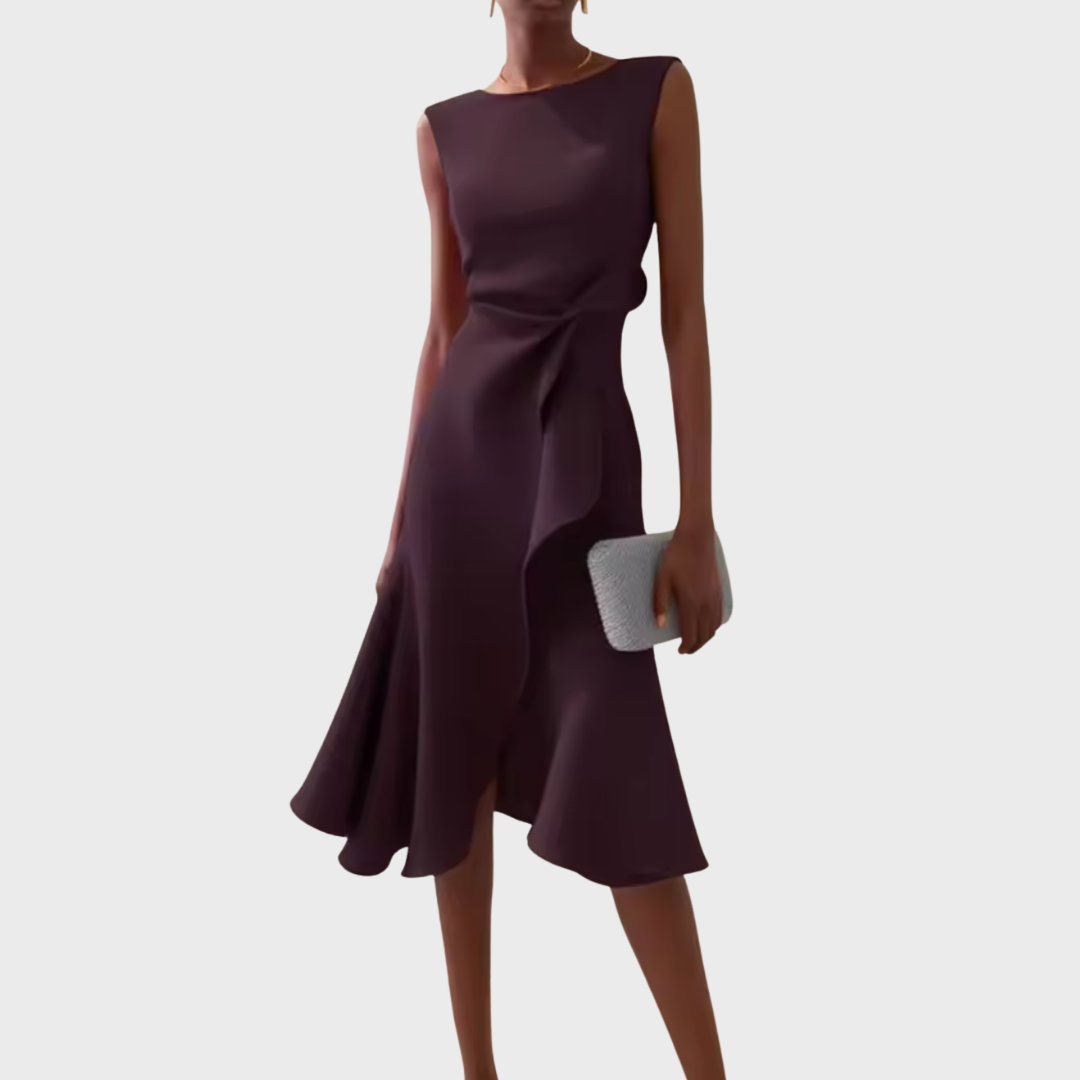 Wren | Elegant Women’s 2026 Graduation Asymmetric Draped Midi Dress