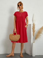 Xyla | Elegant Women’s 2026 Graduation Pocket Relaxed Midi Dress