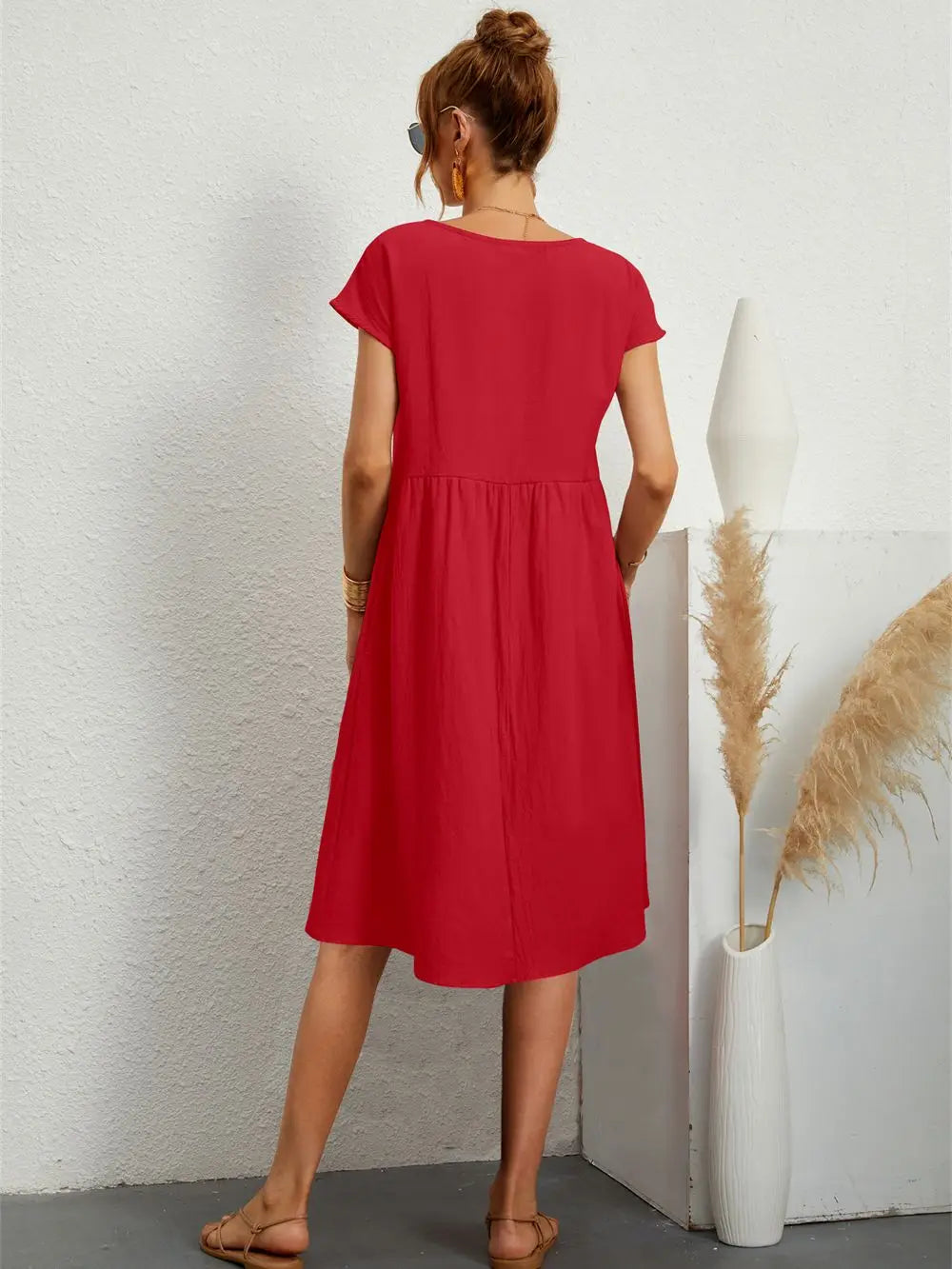 Xyla | Elegant Women’s 2026 Graduation Pocket Relaxed Midi Dress