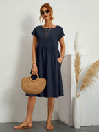 Xyla | Elegant Women’s 2026 Graduation Pocket Relaxed Midi Dress