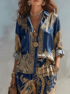 Imani | Two-Piece Set, Navy Baroque Print