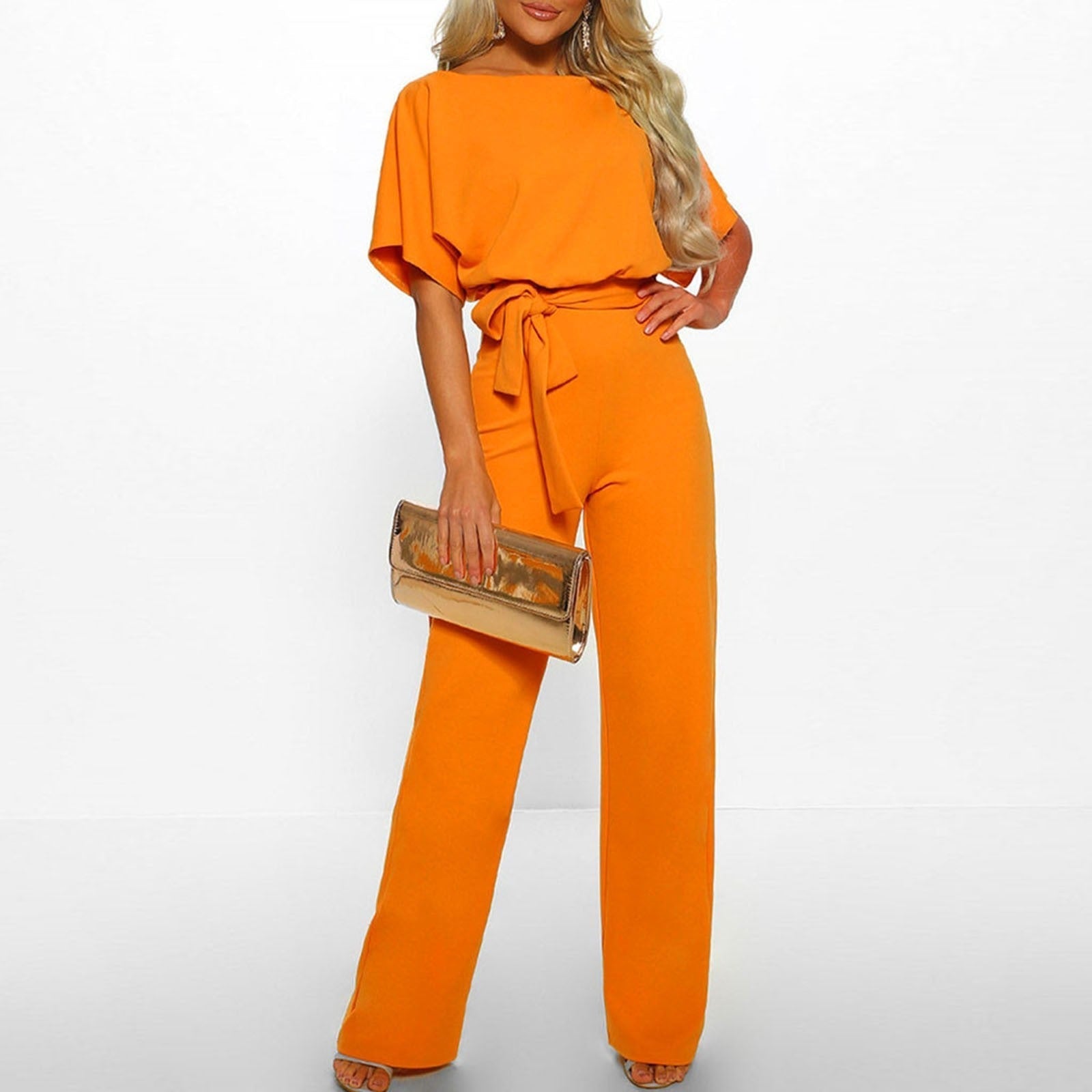 Susanne - Women's Jumpsuit with Belt and Wide Leg