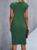 Jula - Women's Midi Dress with Ruching Detail and Short Sleeves