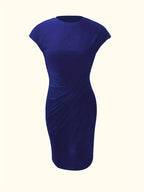 Jula - Women's Midi Dress with Ruching Detail and Short Sleeves