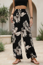 Linde Leaf-Print Drawstring Pants