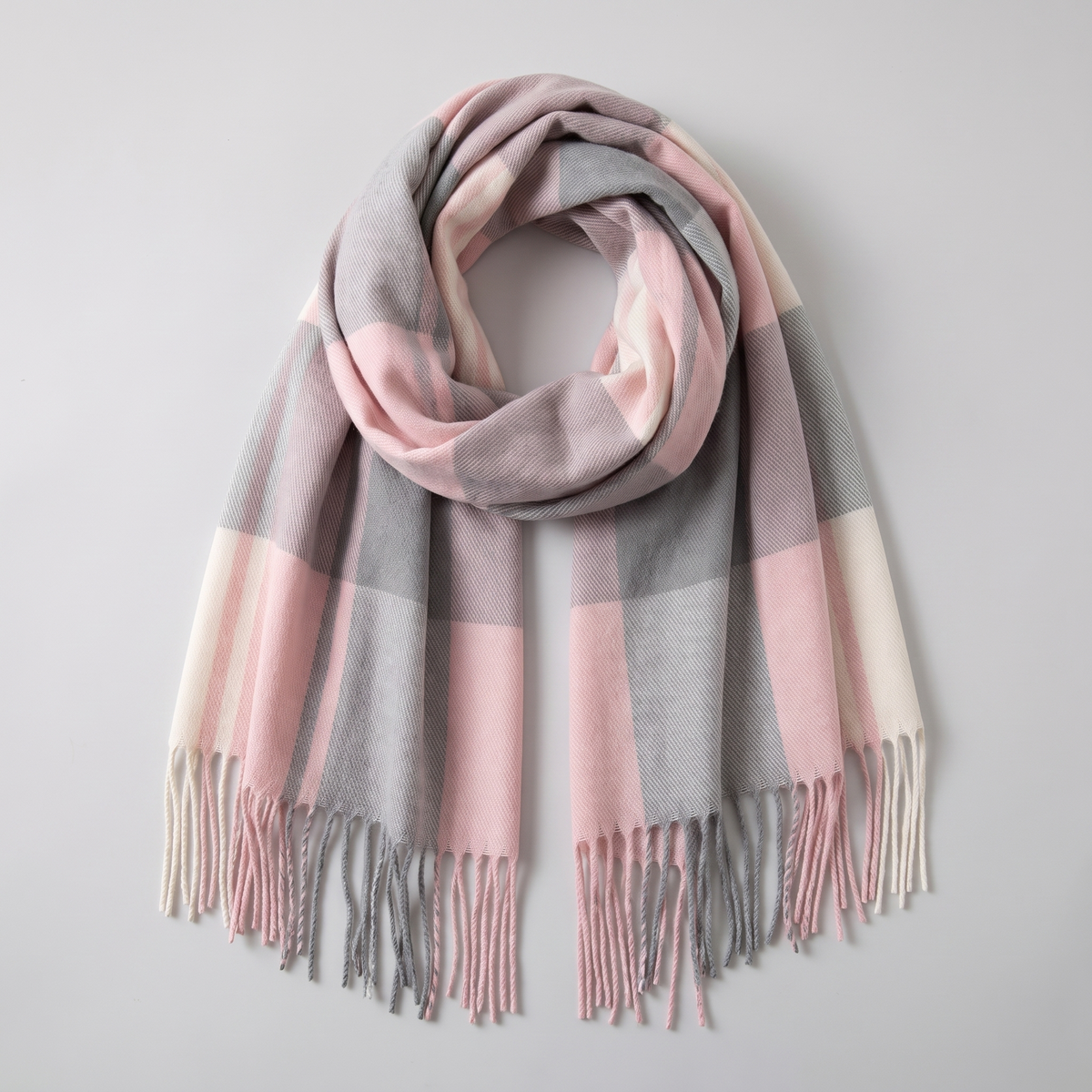 Aurielle Plaid Fringed Scarf - View 2
