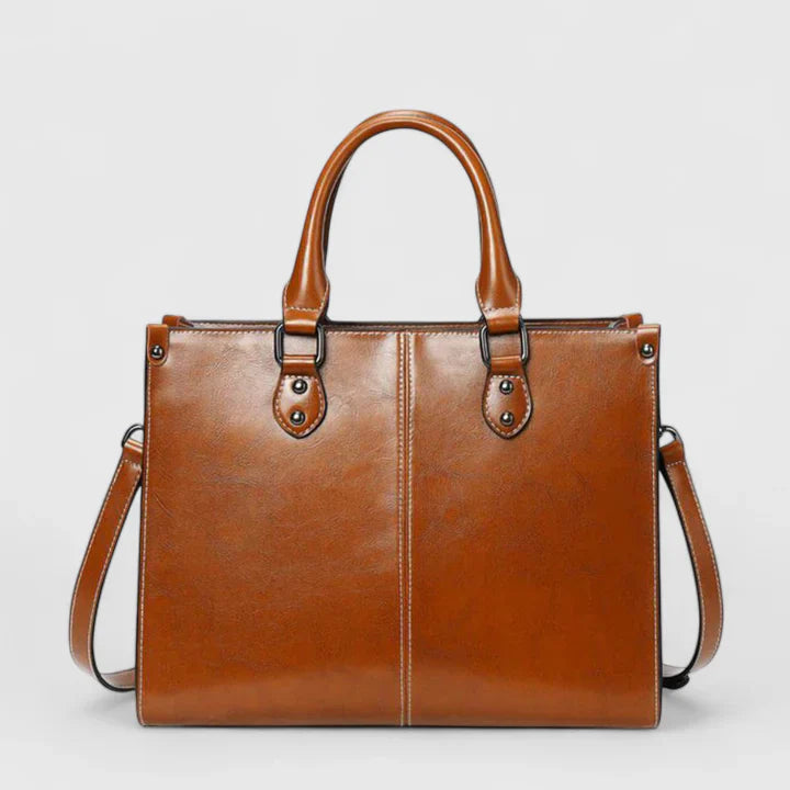Avah Cognac Tote Bag front view
