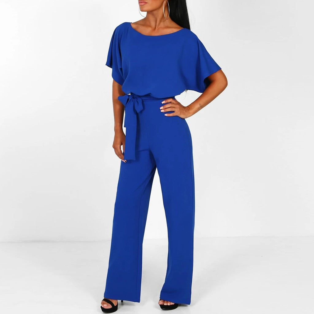 Susanne - Women's Jumpsuit with Belt and Wide Leg