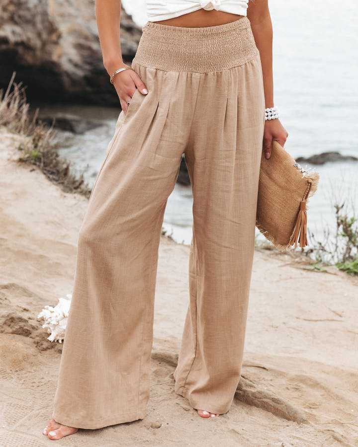 Relaxed Wide-Leg Pull-On Pants