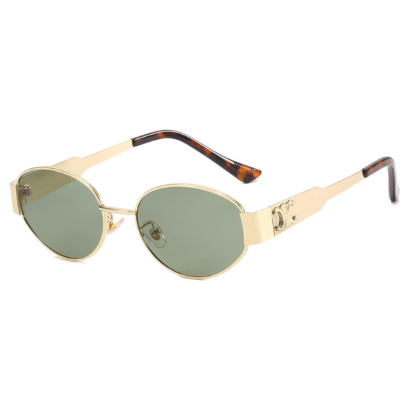 Mary - Retro Oval Metal Frame Sunglasses with Tinted Lenses