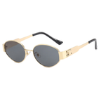 Mary - Retro Oval Metal Frame Sunglasses with Tinted Lenses