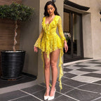 LUMIÈRE™ | Lace Ruffle Long Sleeve Mini Dress 5