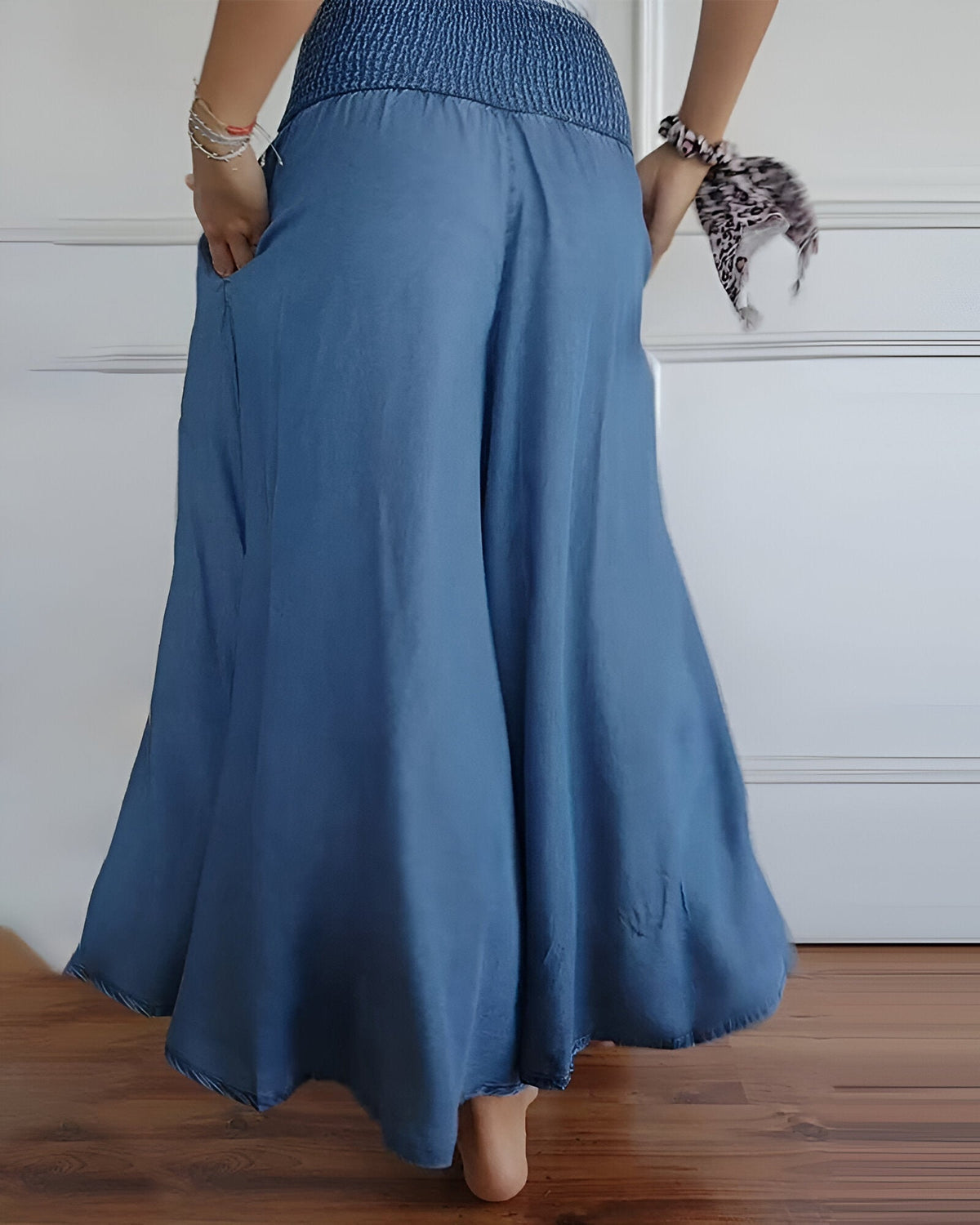Smocked-Waist Palazzo Pants - View 4