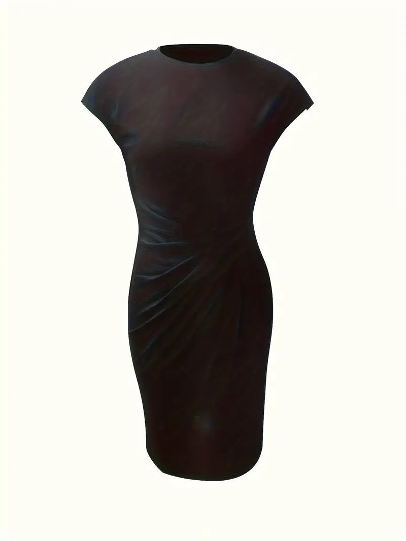 Jula - Women's Midi Dress with Ruching Detail and Short Sleeves