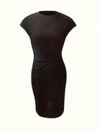 Jula - Women's Midi Dress with Ruching Detail and Short Sleeves