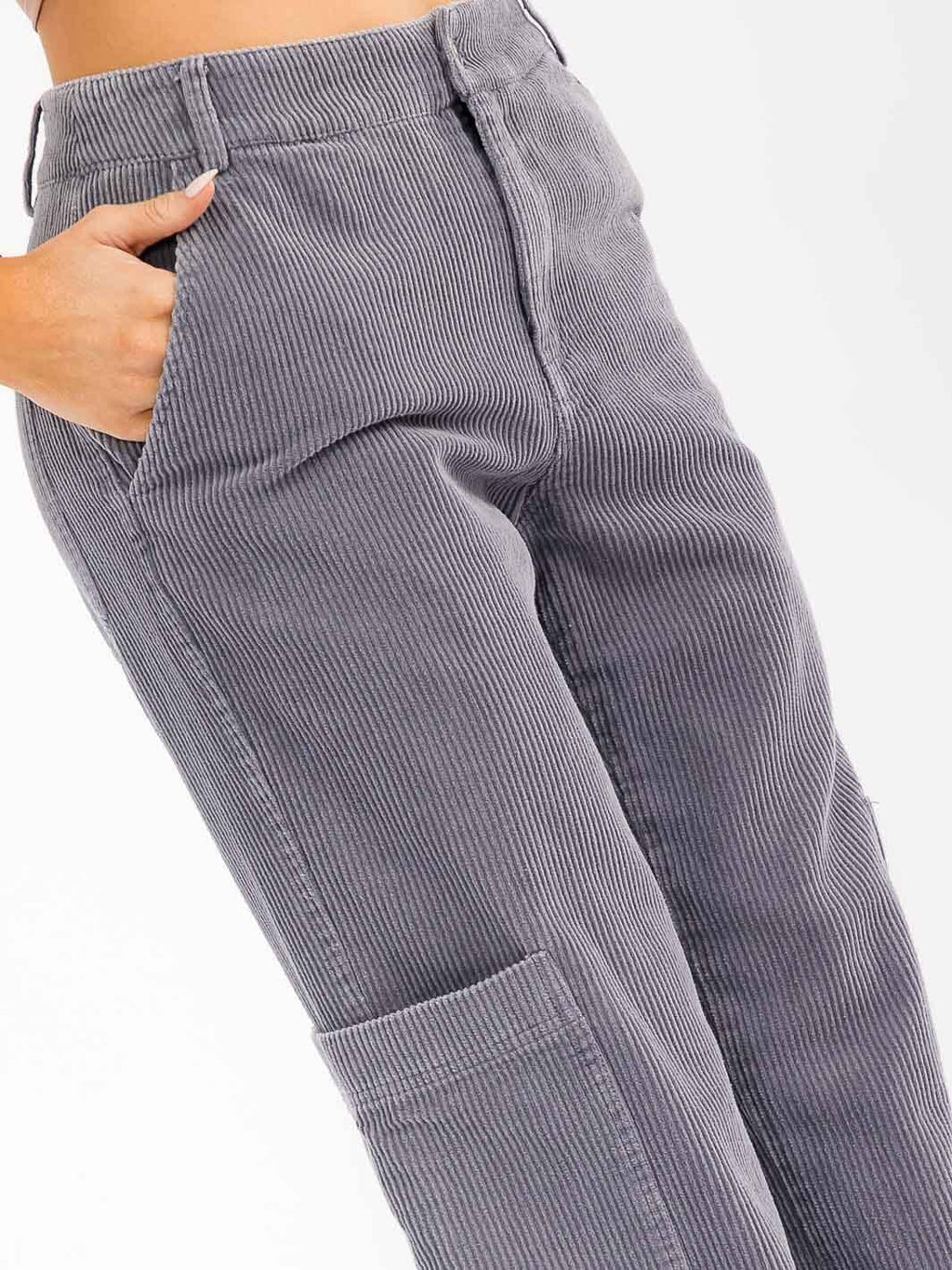 Chestnut corduroy trousers side