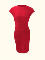 Jula - Women's Midi Dress with Ruching Detail and Short Sleeves