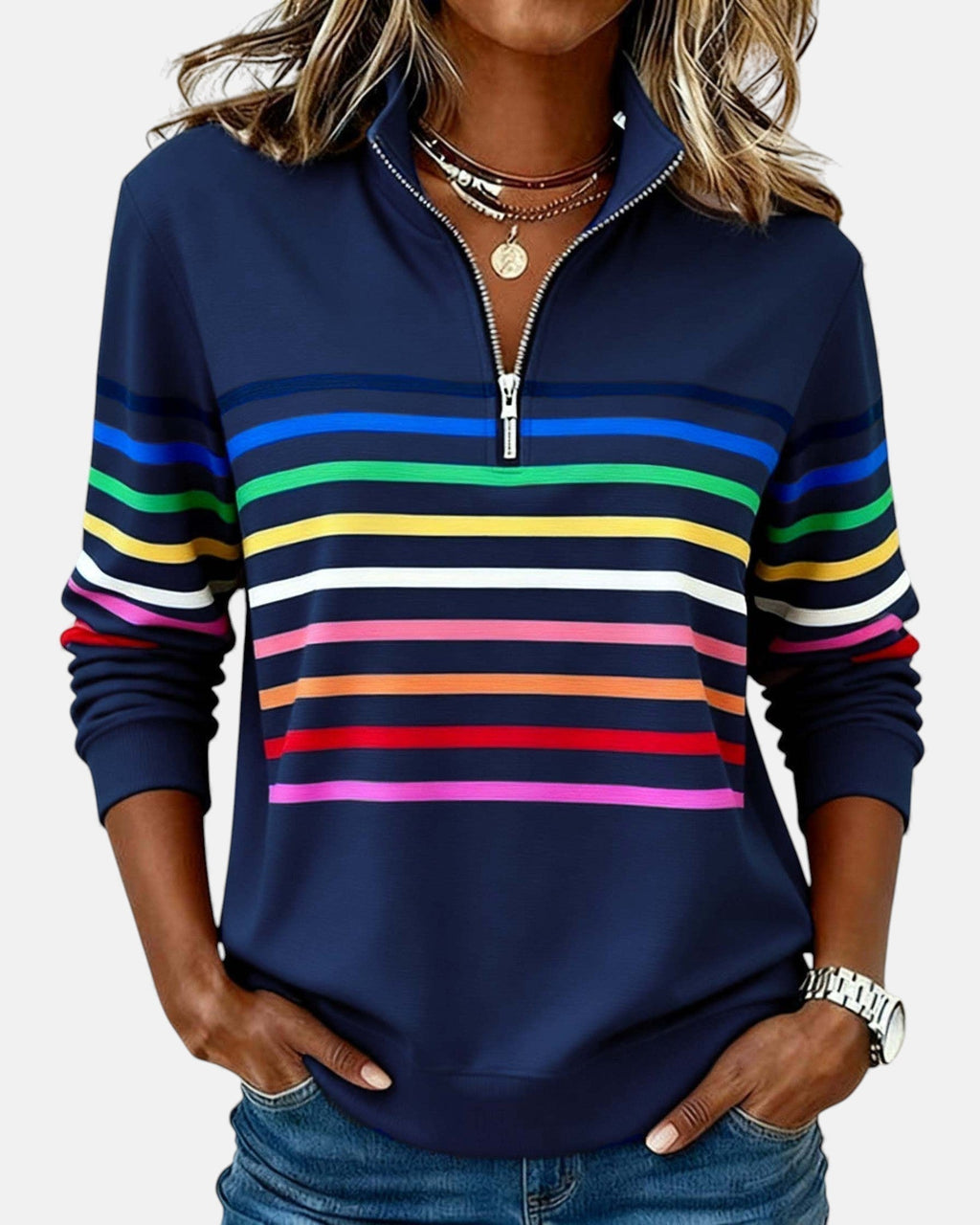 Quinn™ | Relaxed Striped Crewneck Sweater 4