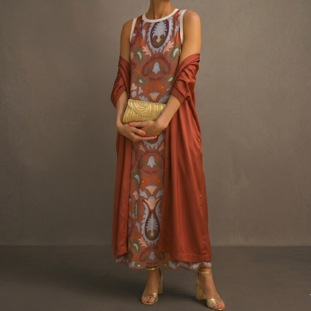 Aura Long Dress with Matching Vest