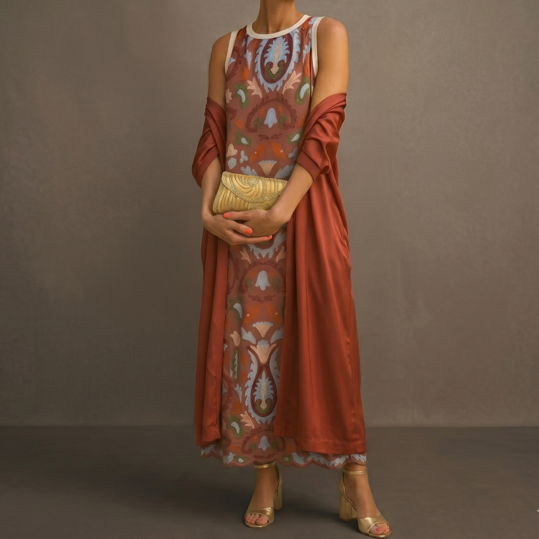 Aura Long Dress with Matching Vest
