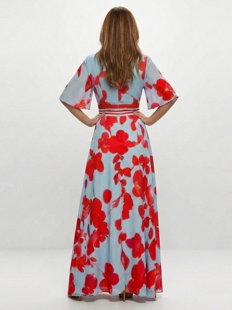 Corinne | V Neck Short Sleeve Floral Maxi Dress 2