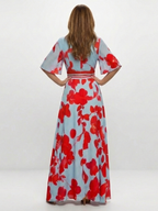 Corinne | V Neck Short Sleeve Floral Maxi Dress 2