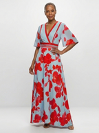 Corinne | V Neck Short Sleeve Floral Maxi Dress 4