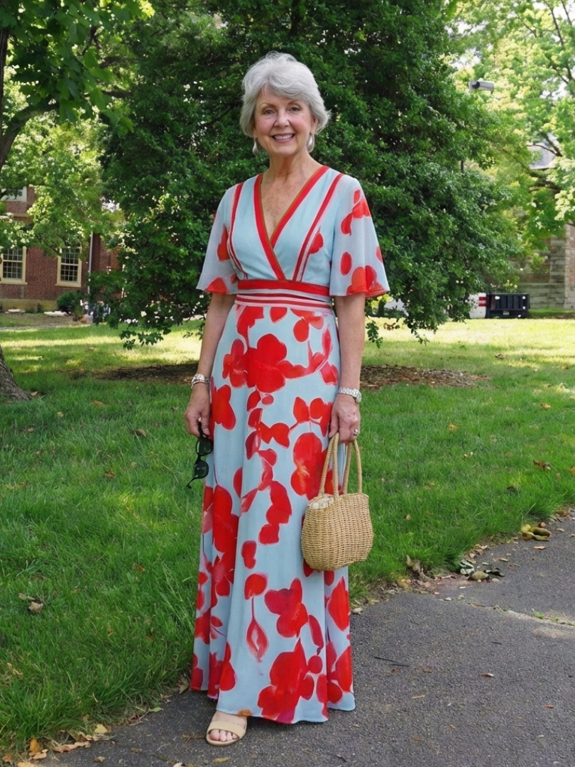 Corinne | V Neck Short Sleeve Floral Maxi Dress 6