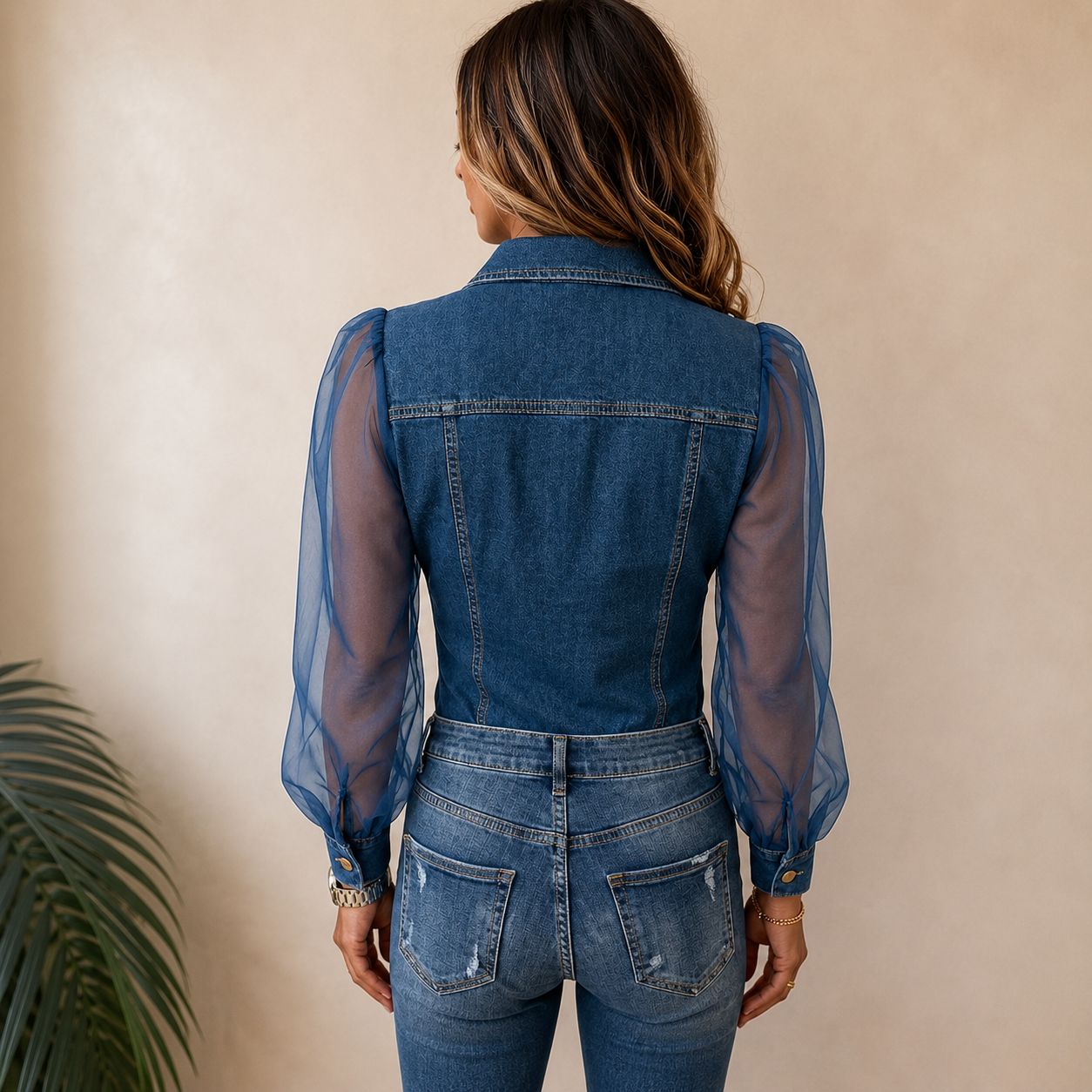 Amelie - Stylish Denim-Look Blouse